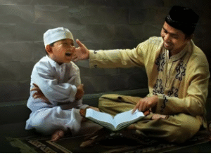 Ilustrasi remaja muslim menunjukkan perilaku Islami positif