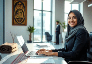 Karyawan menerapkan prinsip produktivitas Islami di lingkungan kerja dengan fokus, disiplin, dan doa